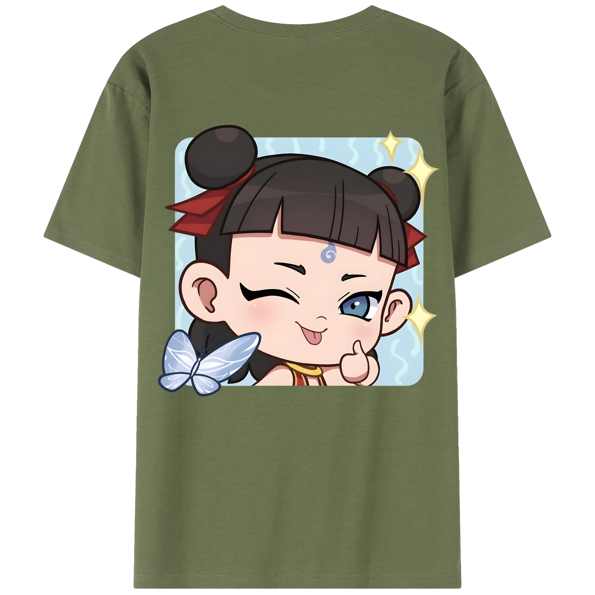 （画像用） Ne Zha 2 ナタ 魔童の大暴れ 綿100％半袖Tシャツ（背面プリント）